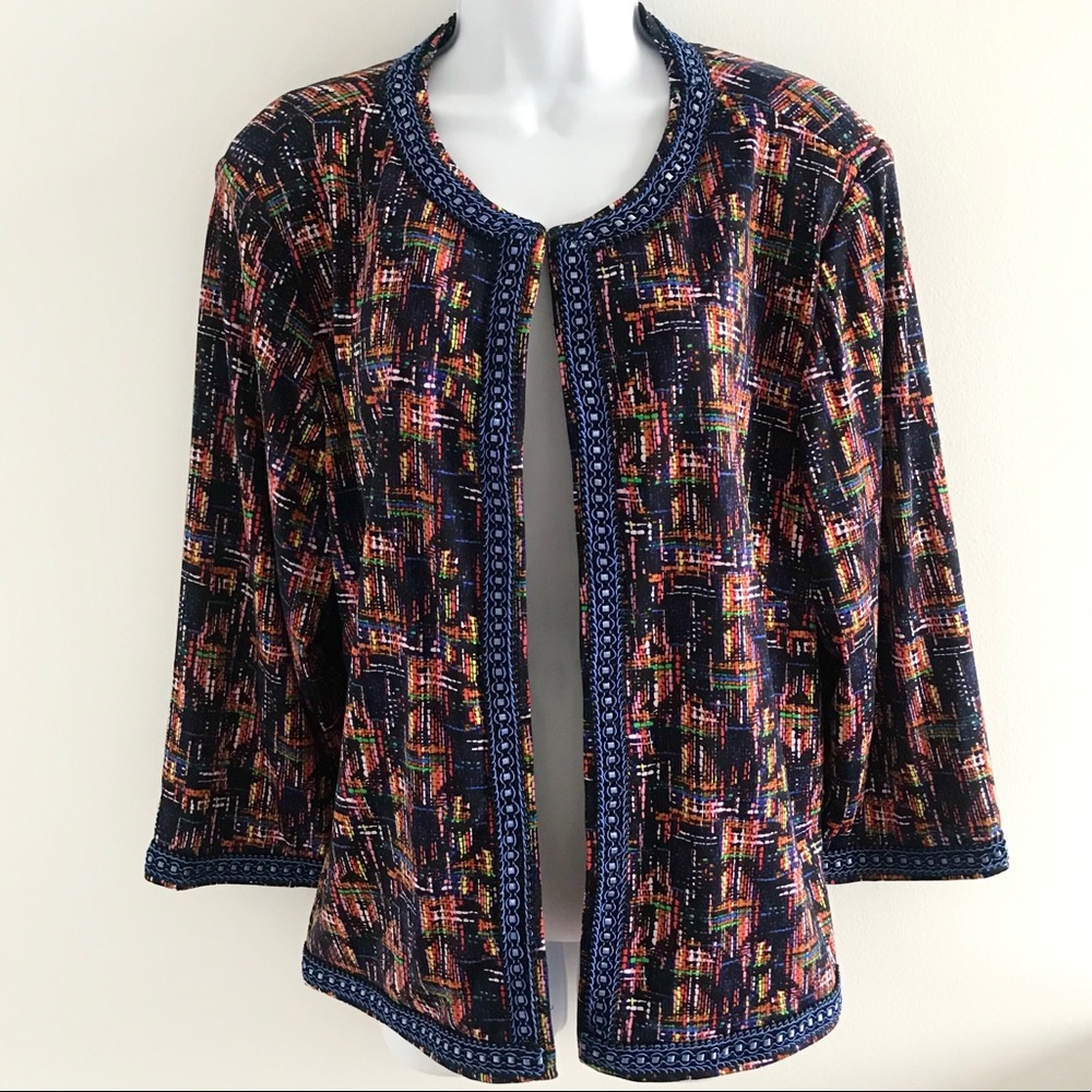 Joan Rivers Multi Color Bohemian Stitched Soft Blazer